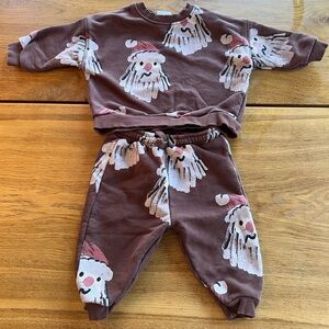 HTF Zara Santa matching set 6-9 months